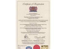 ISO9001:2015版体系认证英文证书
